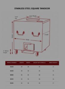 stainless steel square tandoor